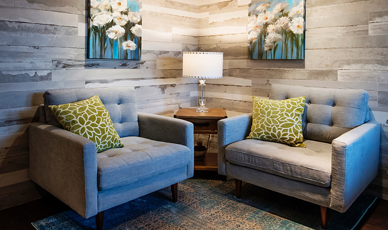 cozy basement sitting area