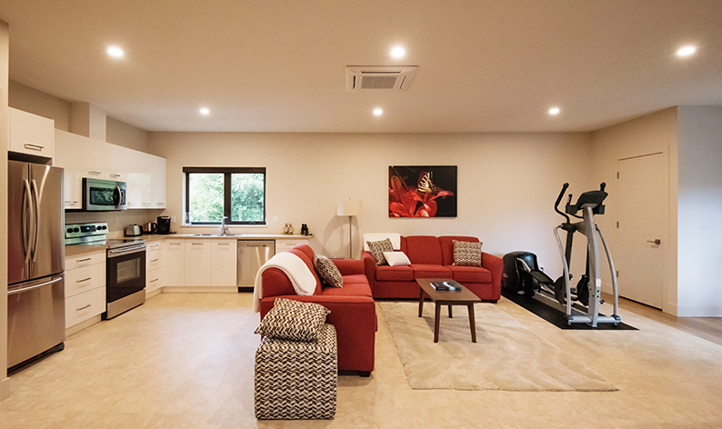 mix of flooring in basement